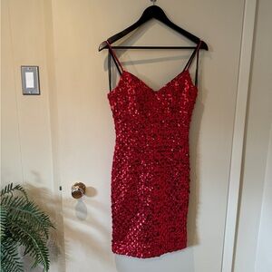 VINTAGE red sequin cocktail dress stunning! Size small